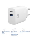 ACT USB-C & USB-A Charger 20W with Power Delivery PPS, Quick