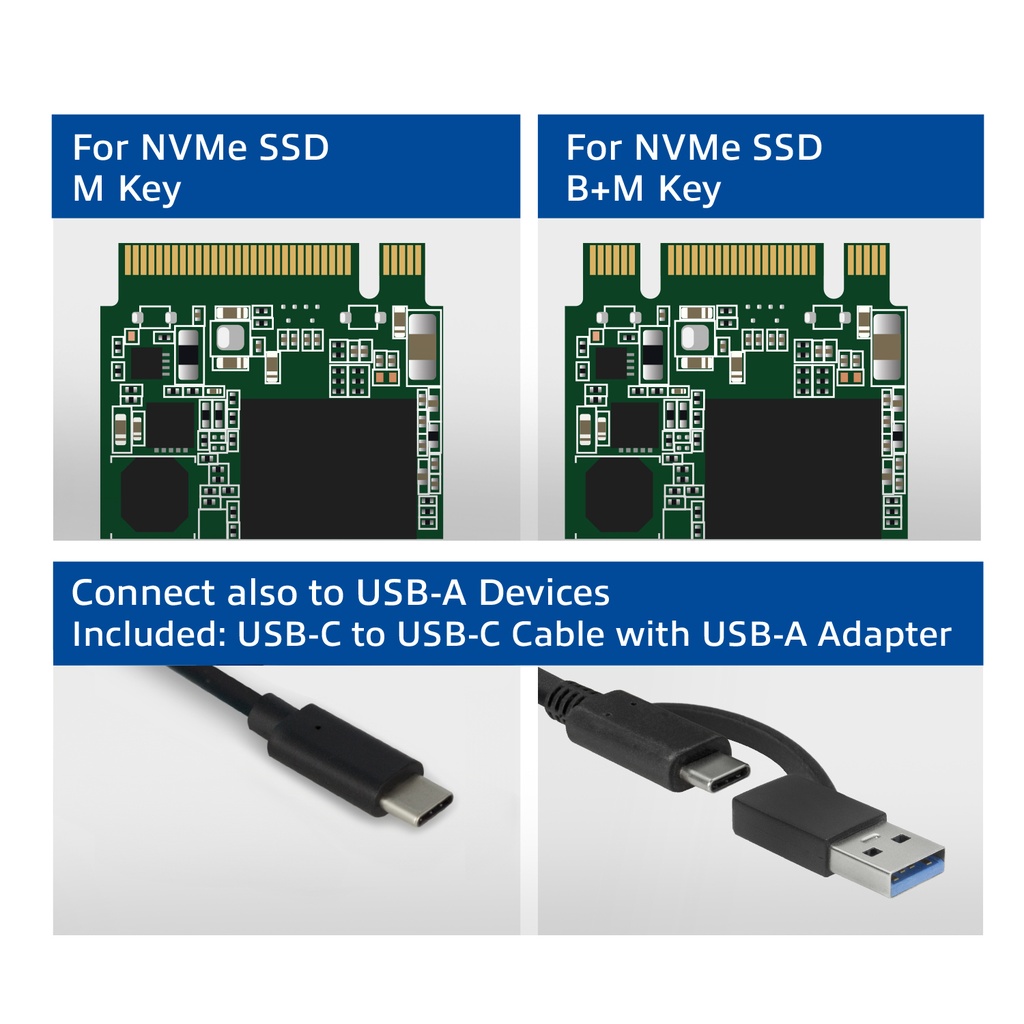 ACT USB-C M.2 NVMe / PCIe SSD Enclosure, tool-free