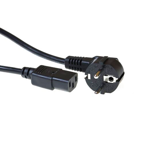 ACT Powercord mains connector CEE7/7 male (angled) - C13 black   1.50 m