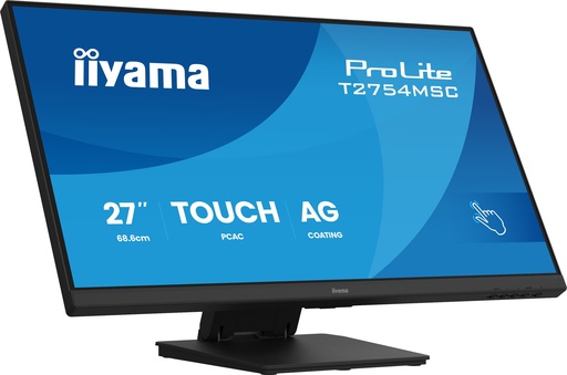 IIYAMA 27inch InCell PCAP 10P Touch Anti Glare 25perc Haze 1920x1080 IPS-panel Slim Bezel Speakers VGA HDMI Double Hinge stand