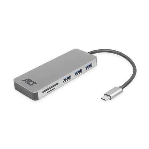 USB-C to USB-A Hub 3 ports with card-reader and PD Pass-through,                metal housing
